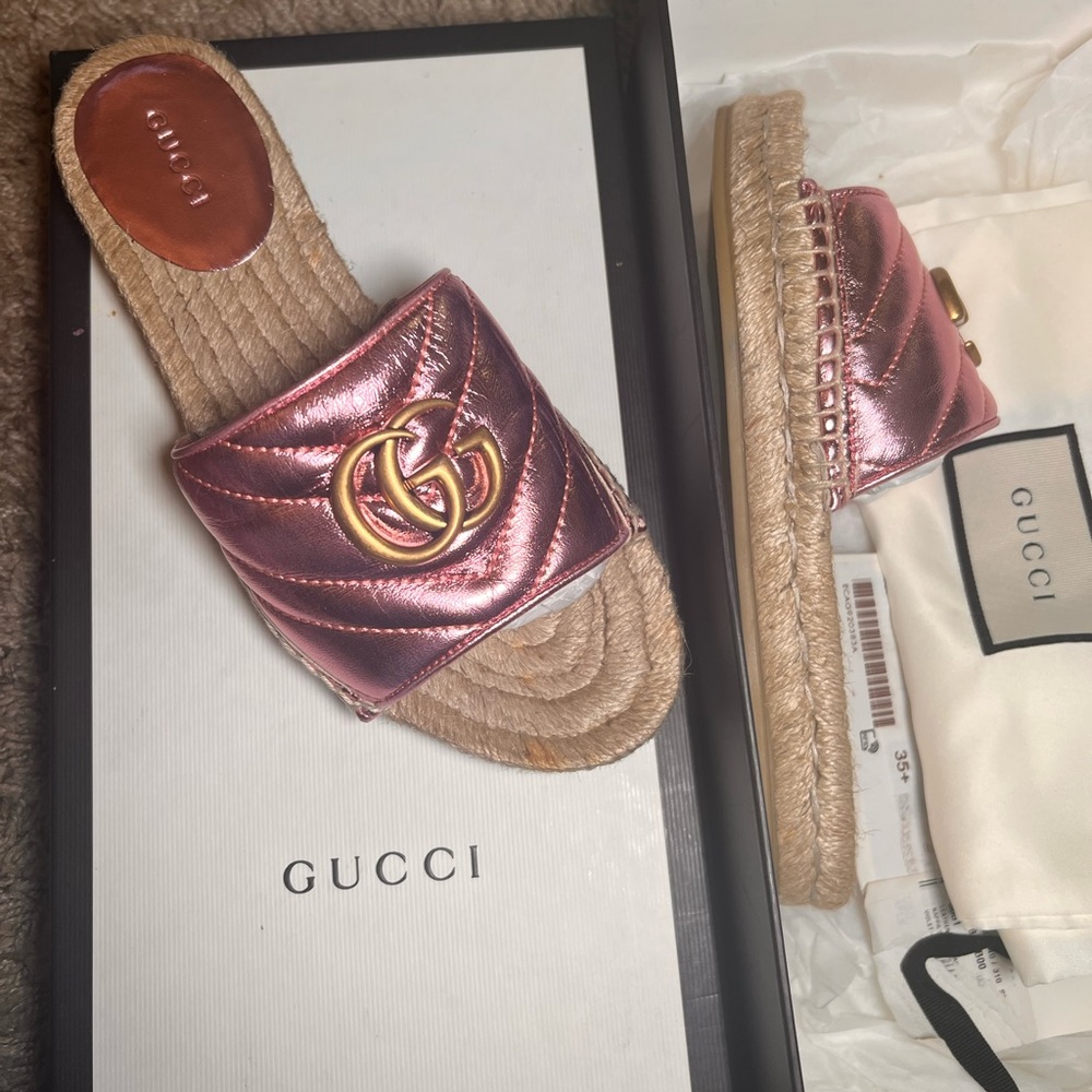 Women's gucci matelassé canvas espadrille sandal - Picture 1 of 8